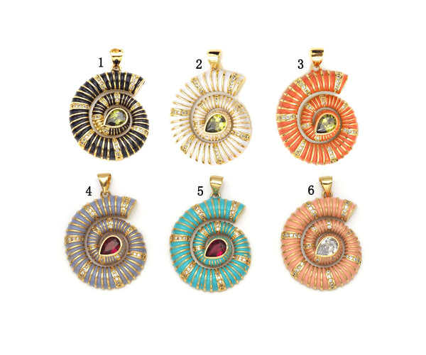 Colorful Enamel Sea Snail Shape Charm, Sku#LK317