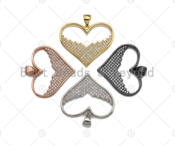 18K Gold Large Heart Shape Pendant,Heart Charm, Heart Pave Pendant, Gold plated, 21mm, Sku#LK55