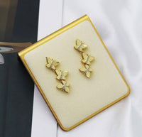 CZ Triple Butterfly Stud Earrings, Sku#LK670