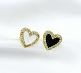 CZ Enamel Heart Stud Earrings, Sku#LK671