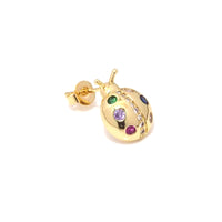 Gold Colorful CZ Ladybug Stud Earrings, Sku#LK777