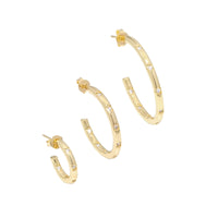 Gold CZ Round Hoop Stud Earrings, Sku#LK784