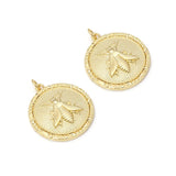 CZ Gold Insect Round Coin Charm, Sku#LK790