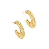 Gold Round Swirl Patten Earrings, Sku#LK809