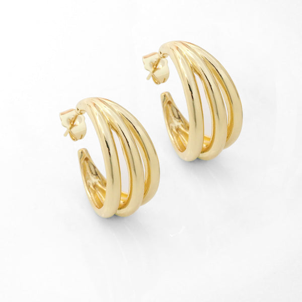 Gold Filled Swirl Hoop Stud Earrings, Sku#LK812