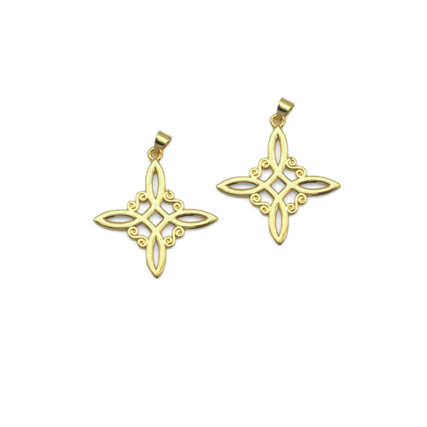 Gold Chinese Knot Flower Shape Charm, Sku#LK827