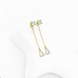 Teardrop CZ Gold Dangle Link for Stud earrings, Sku#LK832