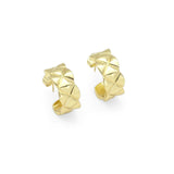 Gold Flower Huggie Hoop Earrings, Sku#LK841