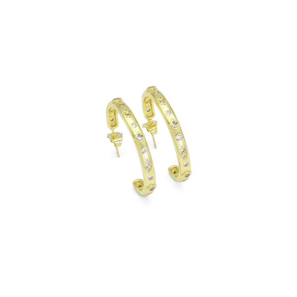 Diamond CZ Hoop Earrings, Sku#LK845