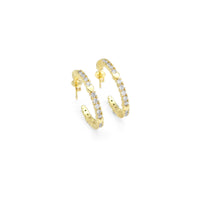 Gold CZ with Tiny Heart Hoop Earrings, Sku#LK847