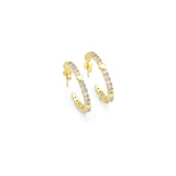 Gold CZ with Tiny Heart Hoop Earrings, Sku#LK847