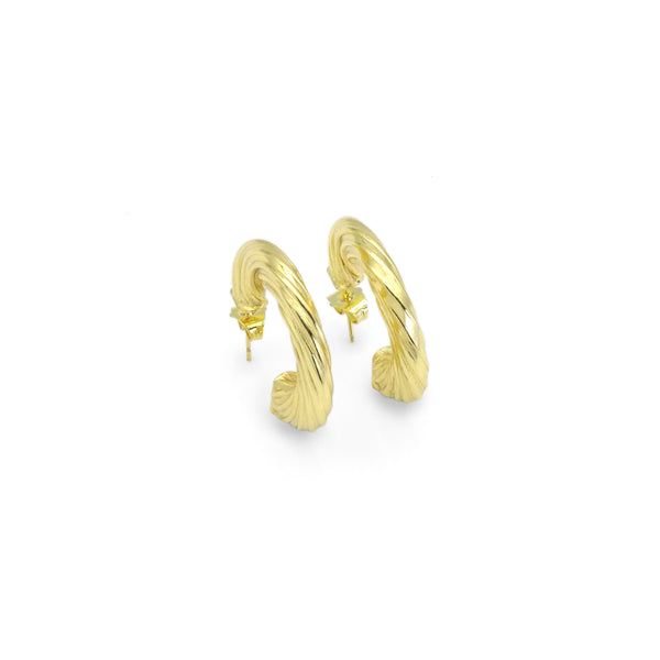 Thick Twisted Gold Hoop Earrings, Sku#LK848