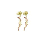 Fuchsia CZ Rose Snake Stud Earrings, Sku#LK852