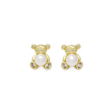 Cute Pearl Teddy Bear Stud Earrings, Sku#LK856