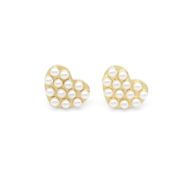 Pearl Heart Stud Earrings, Sku#LK857