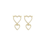 Gold CZ Twin Heart Necklace Connector Charm, Sku#LK881