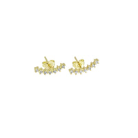 CZ Gold Moon Arc Climber Stud Earrings, Sku#LK892