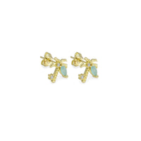 CZ Gold Coconut Tree Stud Earrings, Sku#LK896