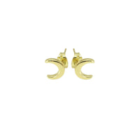 Plain Gold Cresent Moon Stud Earrings, Sku#LK897