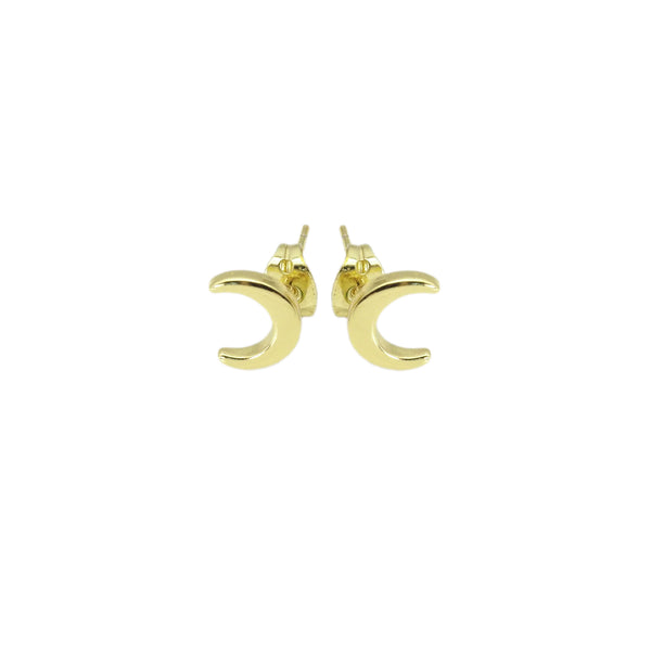 Plain Gold Cresent Moon Stud Earrings, Sku#LK897