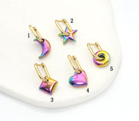 Rainbow Star Heart Rhombus Donut Shape earrings, sku#LX160