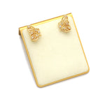 CZ Gold Butterfly Stud Earrings, Sku#LX162