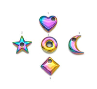Rainbow Heart Moon Diamond Star Charm, sku# LX171