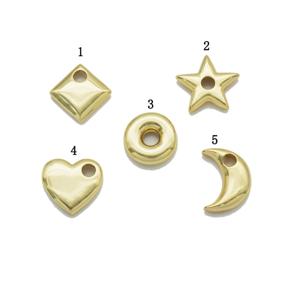 Gold Heart Five Star Round Ring Rhombus Spacer Charms, Sku#LX172