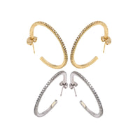 Gold Silver Clear CZ Round Hoop Earring, Sku#LX205