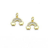 Clear CZ Gold Rainbow Shape Charm, Sku#LX222