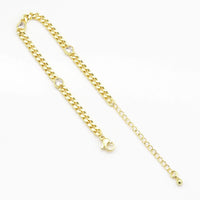 Gold Cuban Link Chain with Clear Heart Necklace,sku#LX228