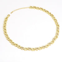 Clear CZ Gold Heart Link Chain Necklace,sku#LX232