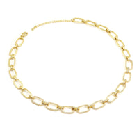 Clear CZ Gold Oval Link Chain Necklace,sku#LX233