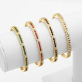 Colorful CZ Gold Long Oval Link Bracelet, Sku#LX243