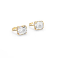 Gold Clear Square CZ Adjustable Ring, Sku#LX246