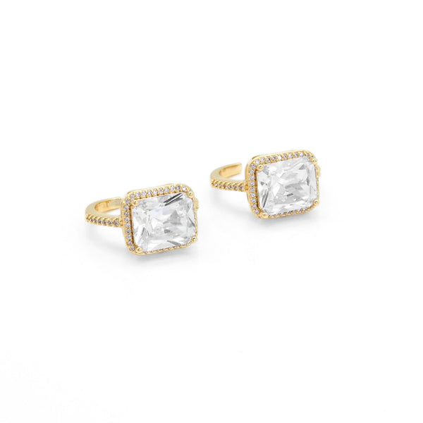 Gold Clear Square CZ Adjustable Ring, Sku#LX246