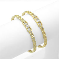Clear CZ Baguette CZ Buckle Chain Link Bracelet, Sku#LX263