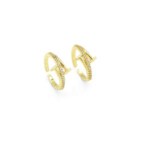 Gold CZ T Adjustable Ring, Sku#LX270