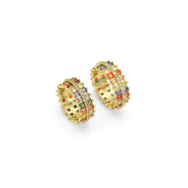 Colorful CZ Round Band Ring, Sku#LX282