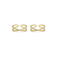 Gold Criss Cross Adjustable Ring, Sku#LX289