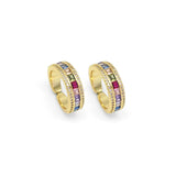 Gold Colorful CZ Band Adjustable Ring, Sku#LX296