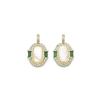 Green CZ Mother of Pearl Oval Charm, Sku#LX304