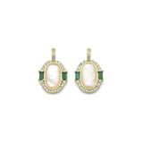 Green CZ Mother of Pearl Oval Charm, Sku#LX304