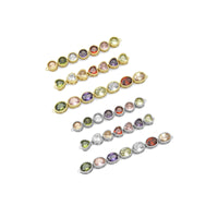 Colorful CZ Gold Round Heart Oval Shape Long Bar Connector Charm, Sku#LX313