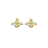 Clear CZ Gold French Bee Charm, Sku#LX316