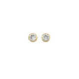 Gold Clear CZ Round Stud Earrings, Sku#LX333