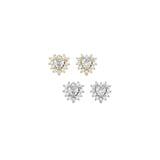 Gold Clear CZ Heart Stud Earrings, Sku#LX334