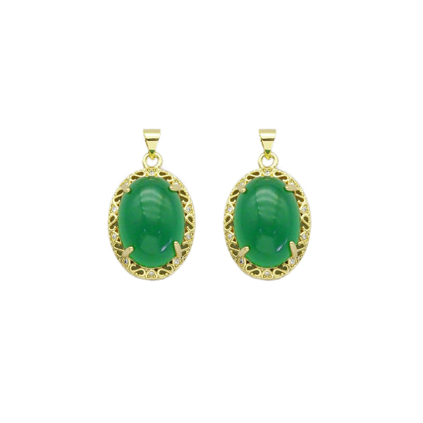 High Quality Green Jade Oval Shape Pendant, Sku#LX357