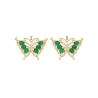 Micro Pave Green Jade Butterfly Pendant, Sku#LX360