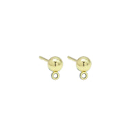 Gold Round Ball Stud Earrings with hoop, Sku#LX383